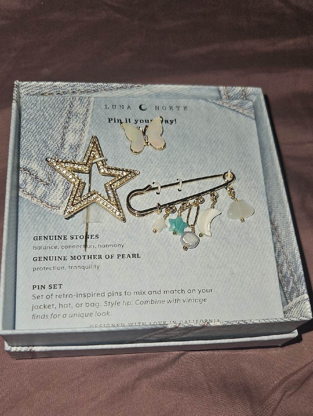 Celestial Safetypin Brooch